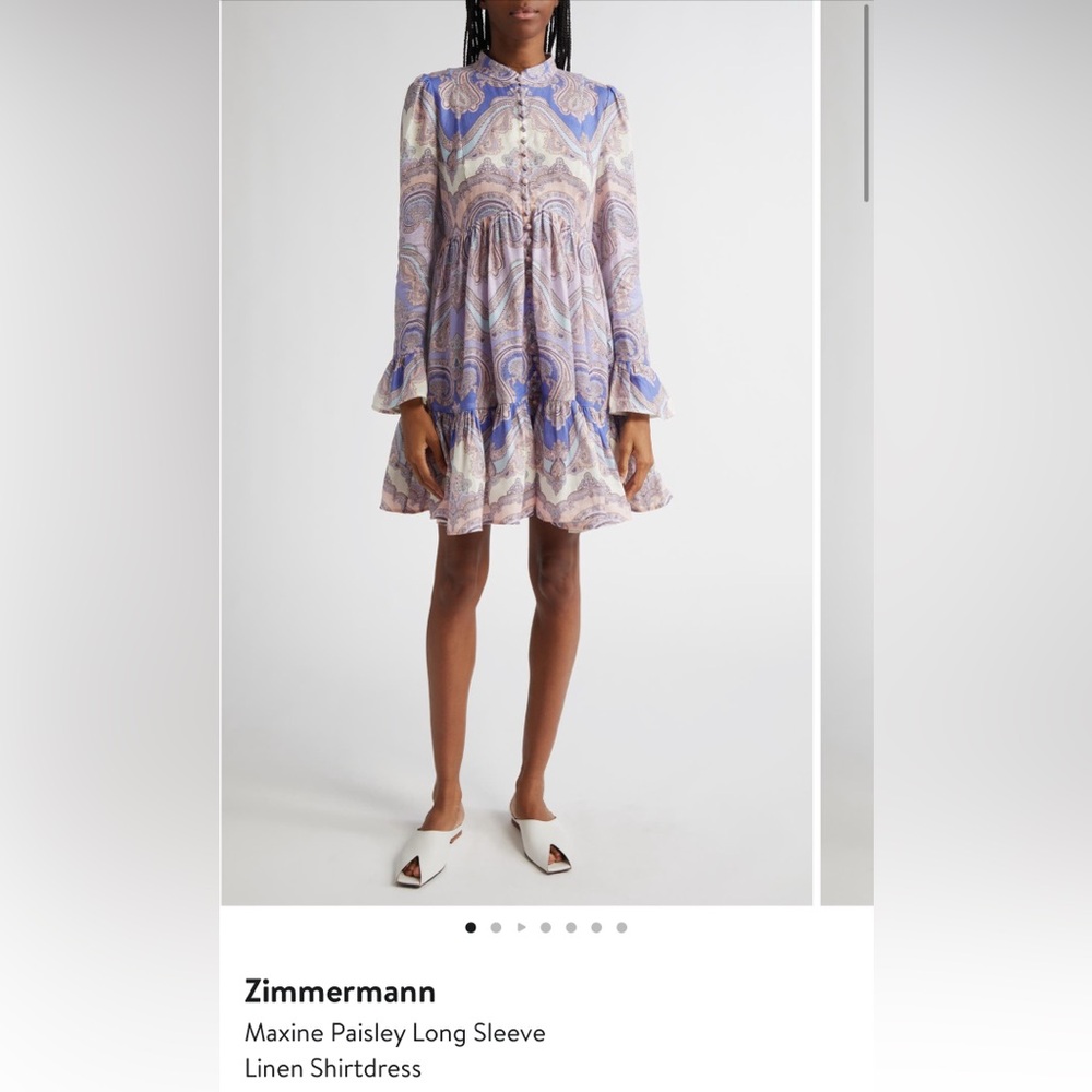 Zimmermann Maxine Paisley Long Sleeve Linen Shirtdress – Size 1 (small) NWT - Picture 2 of 4